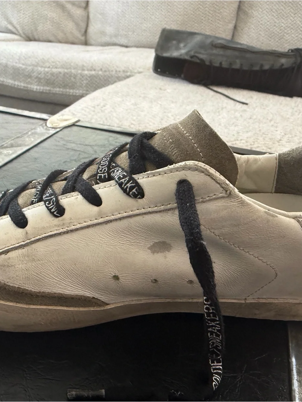 Golden Goose White Leather Super-Star Sneaker with Swarovski Crystal